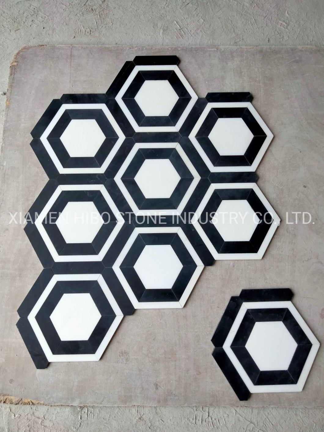 Hot Selling Italian Luxury Calacatta Gold Marble High Bevel Hexagon Wall Tiles for Home Decor