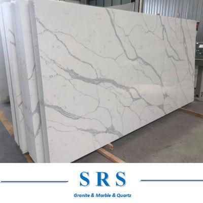 Engineered White Calacatta Quartz Kitchentop/Countertops/Slab in Hotel Project