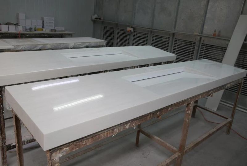 White Marble Look Kitchen Quartz Countertop Stone for Bathroom Vanity Countertop