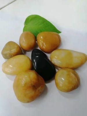 Hot Sale Natural Tumbled Polished Yellow Pebble for Garden Decoration