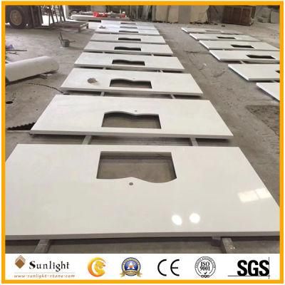Custom Cheap Sparkle White Quartz Stone Kitchen Countertops for Hotel/Home
