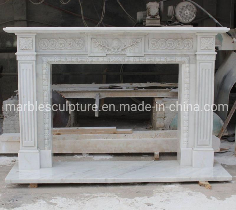 Popular Hot Selling White Marble Fireplace Mantel (SYMF-317)