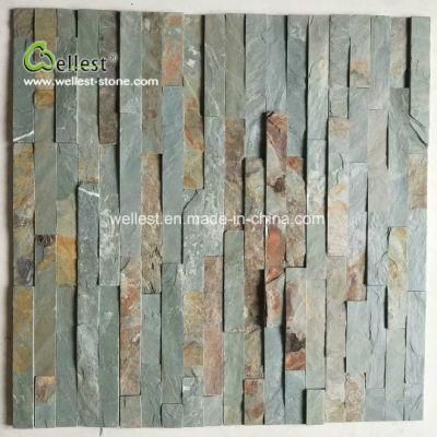 Rough Finish Multi Color Slate Cultured Stone Veneer, Stacke Stone for Wall Decoration