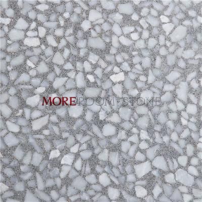 Polished Surface Artificial White and Grey Terrazzo Stone