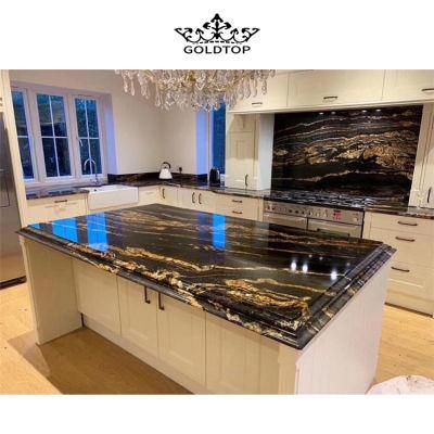 Brazilian Exotic Taurus Spectrus Black Golden Granite Countertop