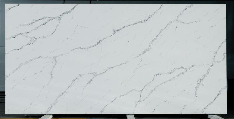 Statuario Nuvo Marble Looking Quartz Stone Slab for Kitchen