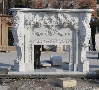 Western Style Indoor Decoration Pure White Marble Fireplace (SY-MF021)