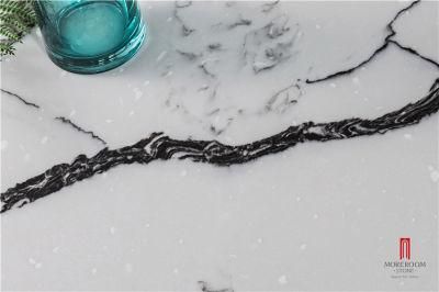 White with Black Vein Manmade Artificial Stone for Interiors/Indoor Slabs/Kitchen/Bathroom/Vanity Countertops/Top