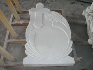 Cross Shaped White Marble Memorial Grave Headstone