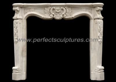 Stone Carving Elegant White Marble Fireplace Surround for Indoor (QY-LS674)