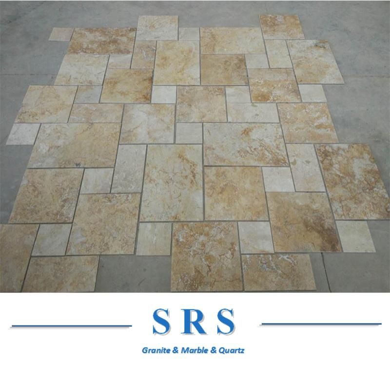 Natural Honed French Cut Beige Travertine Tiles for Kitchen/Bathroom/Livingroom/Swimming Pool/ Floor