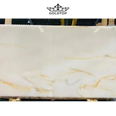 Natural Stone High Quality Polished Gold Veins White Onyx Countertop/Slab Tiles /Wall Tiles/Tabletop/Floor Tiles
