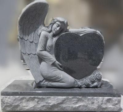 Upright Single Angel Fully Carving with Heart Factory Price Monuments
