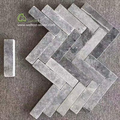 Antique Tumble Light Grey and Dark Grey Limestone Paver Brick