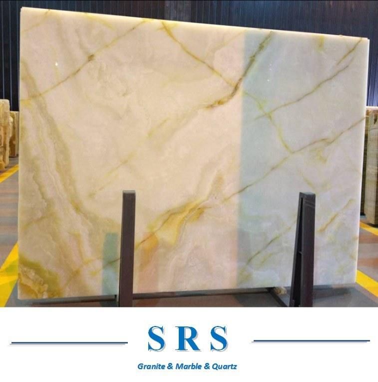 12′ ′ X24′ ′ Bianco Diamante Jade White Onyx Marble Natural Stone Tile Slab