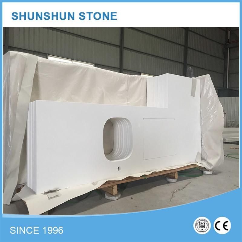 Popular White Quartz Stone Countertop for Bathroom