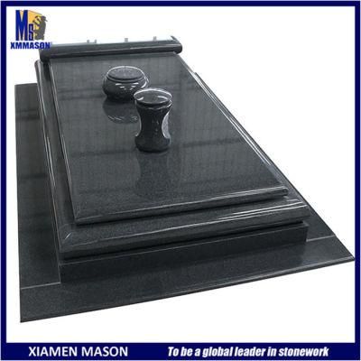 G654 China Black Granite Tombstone with Vase and Cemetery Lamp