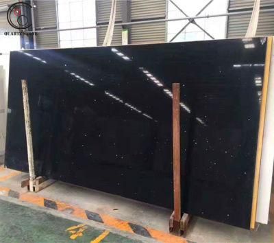 Crystal Black Sparkle Quartz Stone Kitchen Countertop