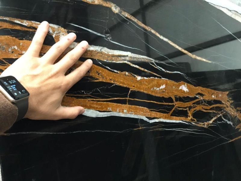 Polish Black Marble Slabs Stone Tiles for Floor/Flooring Wall Tiles Design