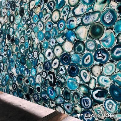 Polished Translucent Natural Blue Agate Wall Covering Sheet