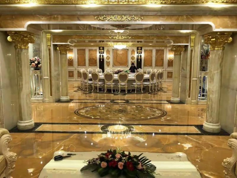 Yellow Orange Onyx Slab for Luxury Hotel Renovation