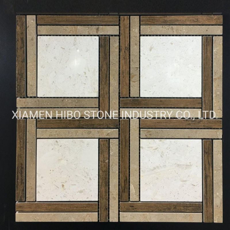 Thassos White and Bianco Carrara Marble Stone Mosaic Mixed Mother of Pearl Classic Style Chevorn Tile