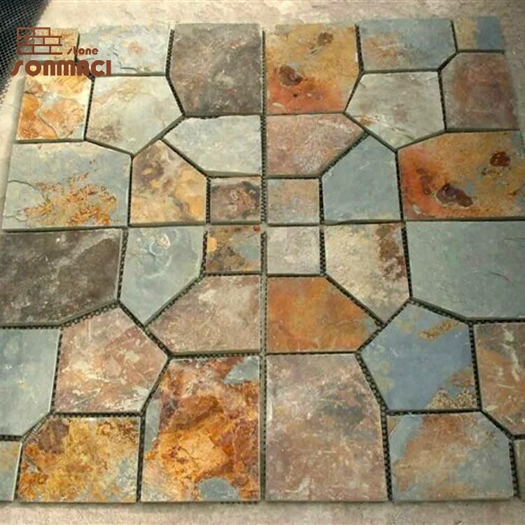 Multicolor Slate Natural Stone Paver Tiles