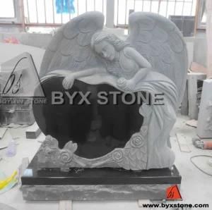 Carved Angel Monument Granite Headstone with Heart Memorial