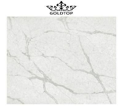 Expert White Hourse Polished Calacatta Stone Artificial Quartz for Top Kitchen Countertop