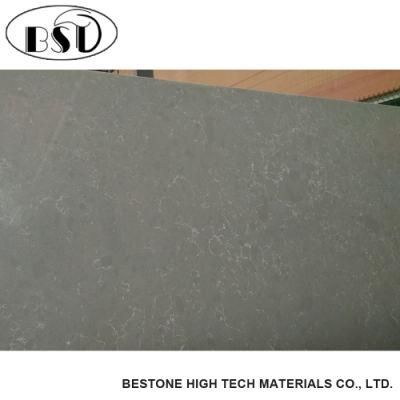 Heat Resistant Grey Marbling Quartz Stone Slab
