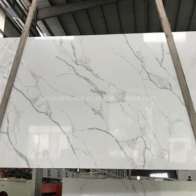 White Artificial Engineered Calacatta Quartz Stone Slab for Countertop/Tile/Kitchen/Vanity Top/Table Top