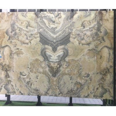 Luxury Translucent Natural Grey Viens Onyx Slab for Flooring Tile and Background