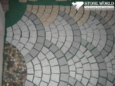 High Quality Gold/Rusty Slate Fan Shape Flagstone Paver on Mesh