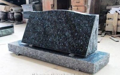 Blue Pearl Granite Polished Cemetery Slant Marker Tombstone