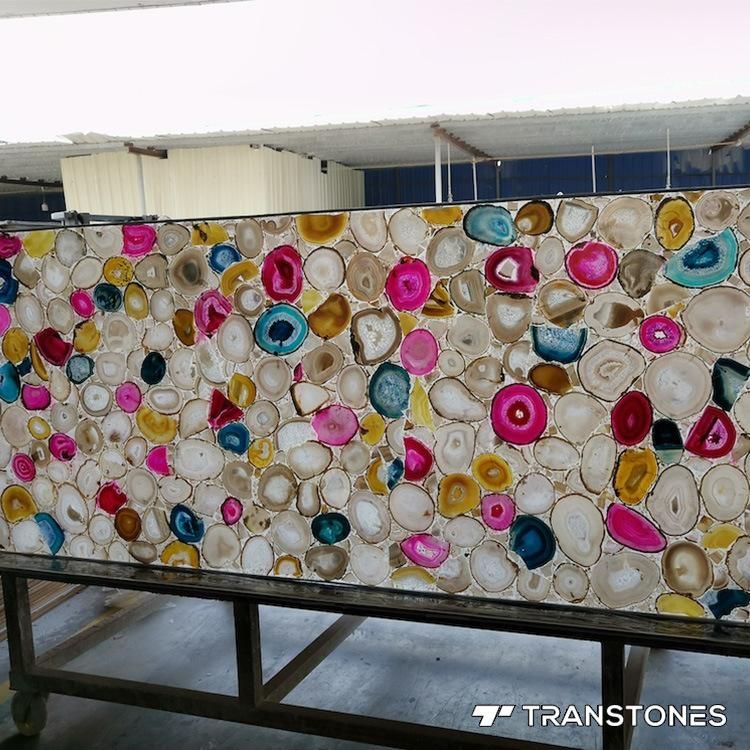 Translucent Polished White Artificial Agate Wall Covering Sheet