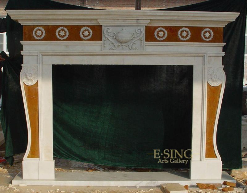 China Suppliers Modern Design Hand Engraving Stone Polished Marble Fireplace