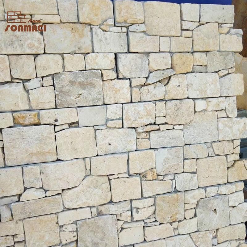 Popular Cheap Blue Limestone Culture Stone Wall Panel Covering Decorated Stone