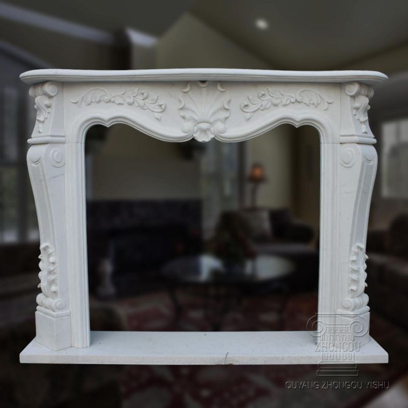 Stone Carving Home Decoration White Marble Fireplace