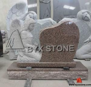 Red Granite Kneeling Angel Carving Monument / Memorial