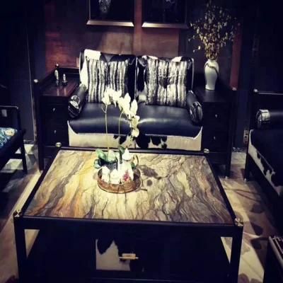 Home Furniture Quartz Slab Silk Road Golden Granite Coffee Table Top for Villa and Hotel