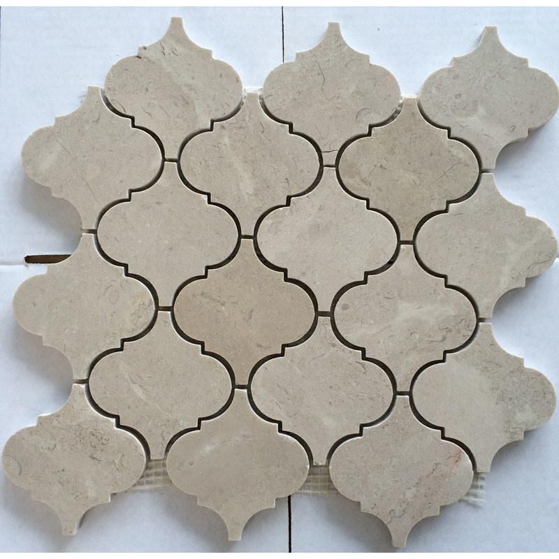 Egypt Beige Color Lantern Shape Water Jet Marble Mosaic Tile for Wall Decoration