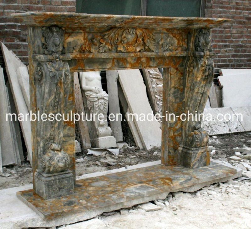 Natural Stone Carved Indoor Decorative Marble Fireplace (SYMF-150)