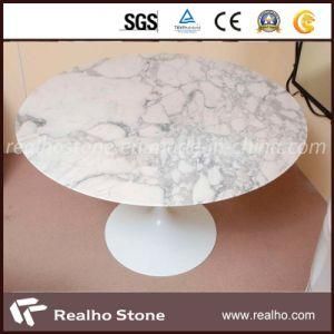 Round Shape Calatta White Marble Table Tops for Coffee