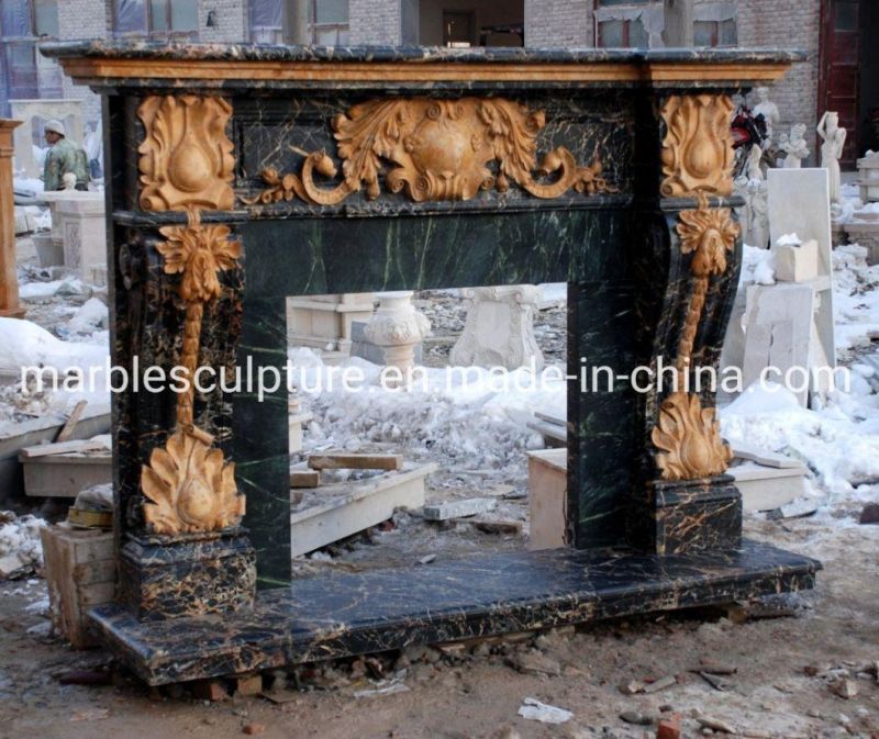 Good Quality Antique Natural Stone Marble Fireplace (SYMF-165)