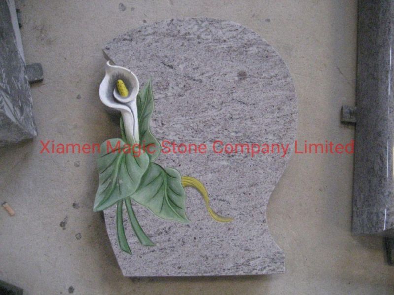 European Style Flower Design Marker Tombstone Headstone Grave Monument Slab