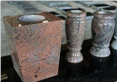 Multicolor Red Polished Square Vases Tombstone &amp; Monument Vase