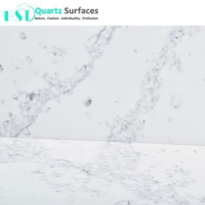 Calacatta Quartz Slab with Pure White Body and Unique Veins