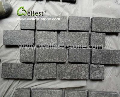 &quot;Z&quot; Shaped Flamed Black Granite Cobblestone Pavers Paving Sets Exterior Pattern