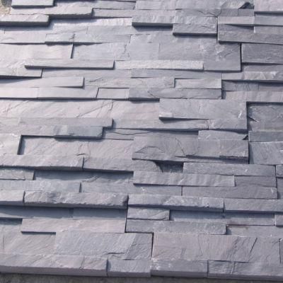 Best Quality Split Face Ledge Panels Stacked Wall Black Grey Slate Cultured Stone for Sale