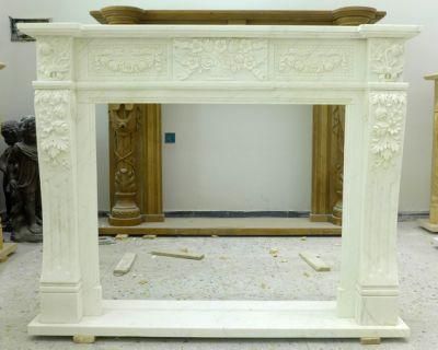 New Design Decorative White Natural Stone Marble Fireplace